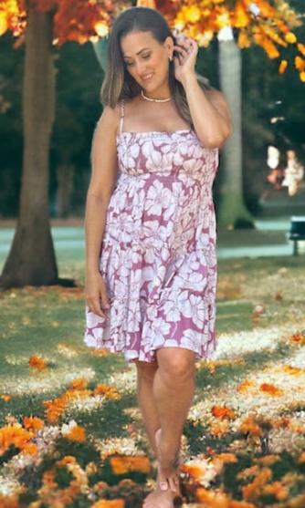 Madisyn Strap Shirred Dress - Magnolia Print