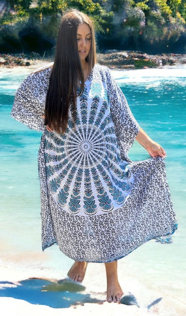 Long Sequin Mandala Kaftan