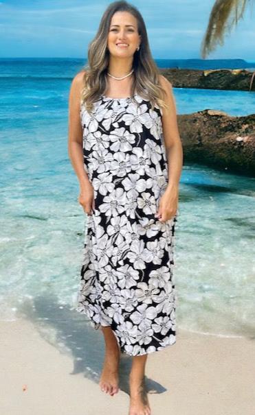 Vicky Long Dress - Magnolia Print